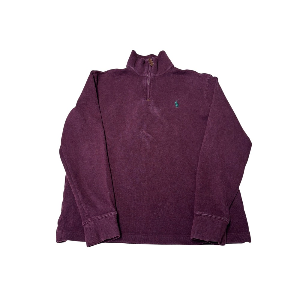 Polo Ralph Lauren Burgundy Quarter Zip Sweatshirt Pullover‎ Pony Logo Size S